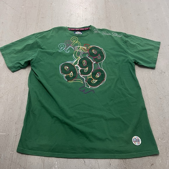999 Gino Green Global Men's 2XL Short Sleeve Green Embellished Graphic Hip Hop - Picture 1 of 12